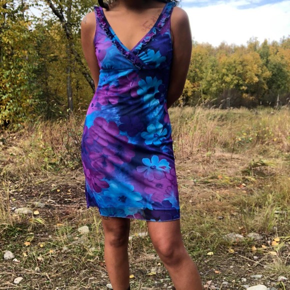 90s floral mesh dress - Picture 1 of 4